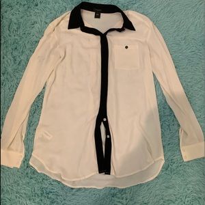 Black and white button up top